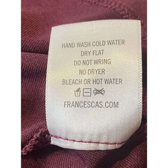 Francesca's MiAmi Top Womens Small Burgundy V-Neck Peplum Short Sleeve Woven - Picture 7 of 8